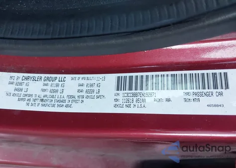 2014 Chrysler 200 Touring z USA, uszkodzony, nr VIN 1C3CCBBB7EN192871